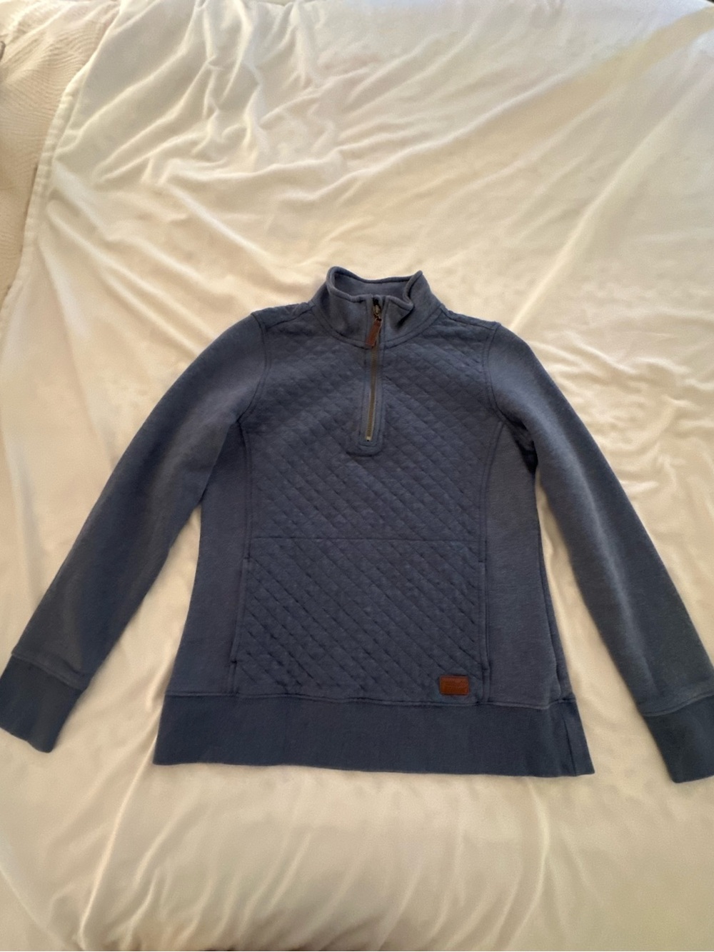 L.L. Bean Quilted Half-Zip Pullover in Heather Blue